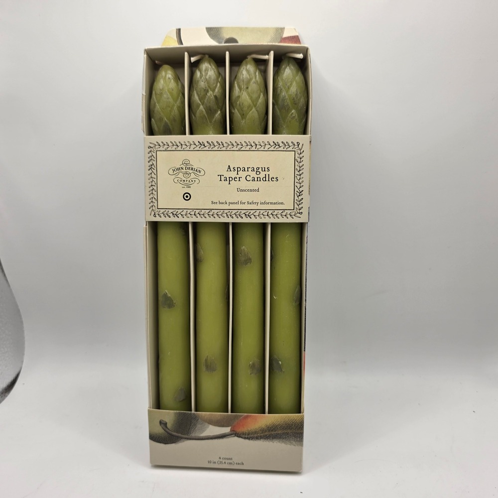 John Derian for Target Asparagus Taper Candles Unscented Green 4 Count 10 Inch